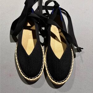 Rothy's Black Espadrilles with Ribbon Accents